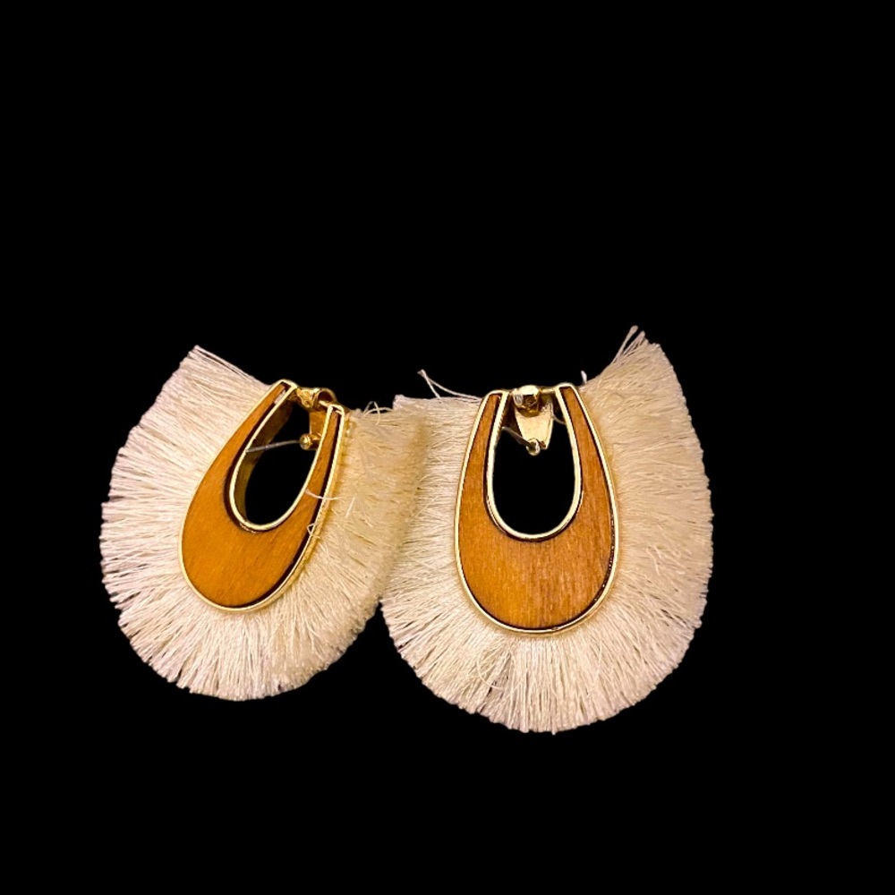 Bone color bohemian styled earrings